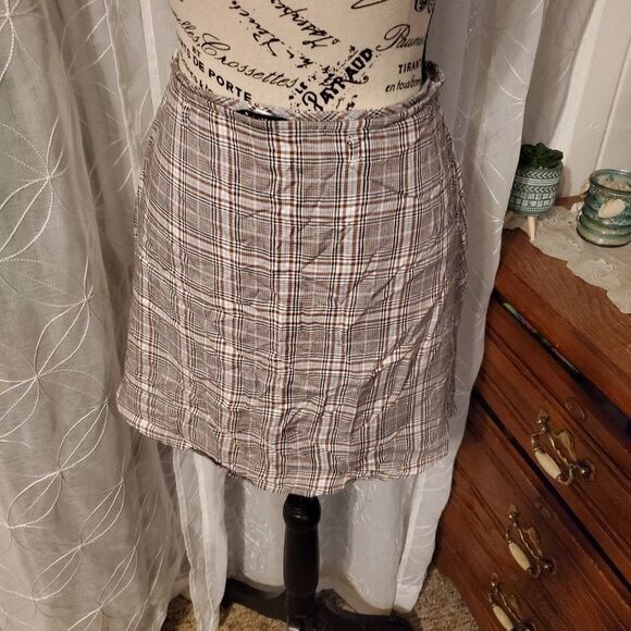 AMERICAN Eagle Outfitters brown plaid skirt sz 10 - Picture 1 of 5